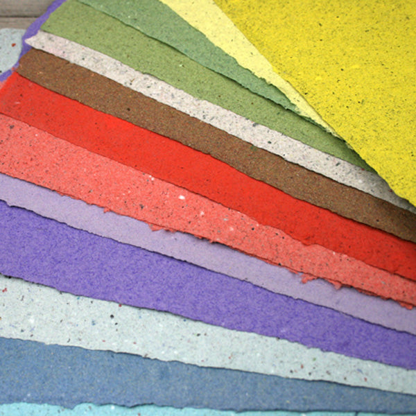 coloured sheets of handmade paper