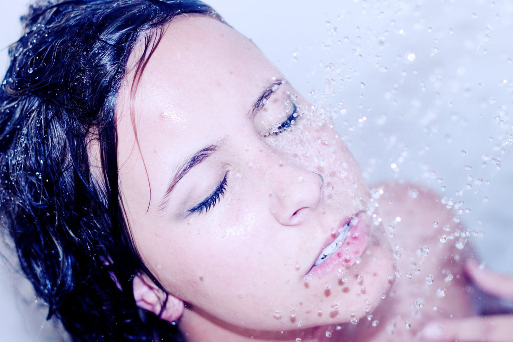 dark thin hair woman shower