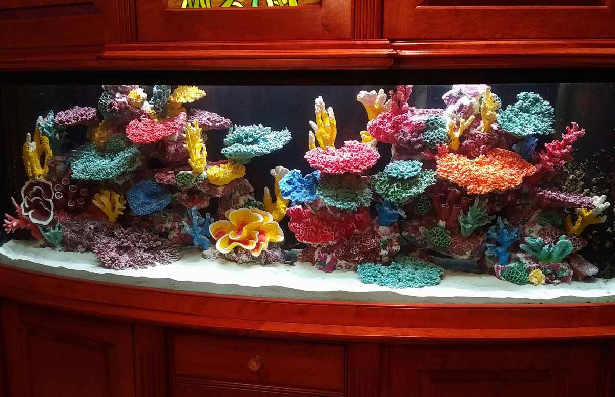 Colorful Living Aquariums with Instant Reef Tank Decorations