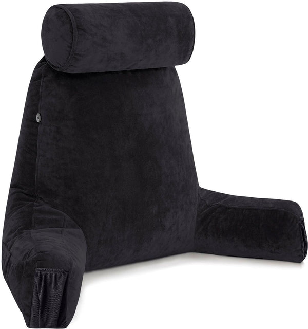 hohe Sitzhöhe mit Premium Memory Schaum Hellbraun Großartiges Lese & Bettruhe Kissen mit Armlehnen Husband Pillow abnehmbare Nackenrolle auf Bungee