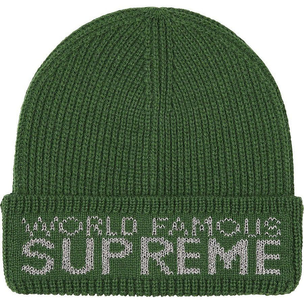 black and green supreme beanie