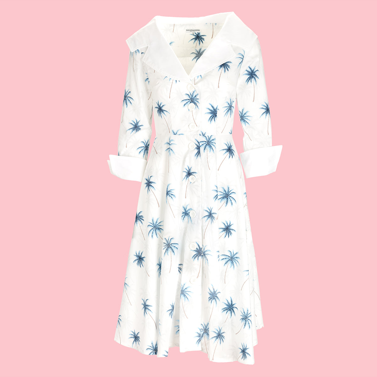 Dollydagger Blue Palm Print Jackie Dress