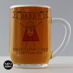 Personalised Purple Ronnie Father's Day Superhero Beer Tankard