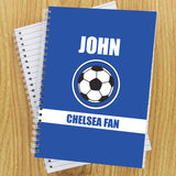 Personalised Blue Football Fan Lined Notebook for Back to School