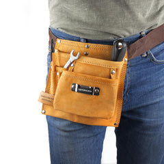 Personalised Leather Tool Belt with 6 Pockets
