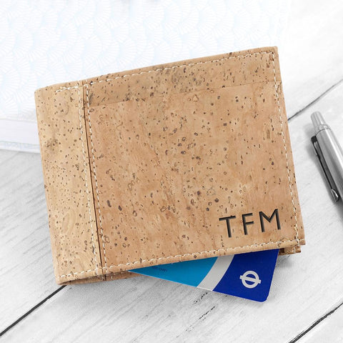 PERSONALISED NATURAL VEGAN LEATHER CORK WALLET