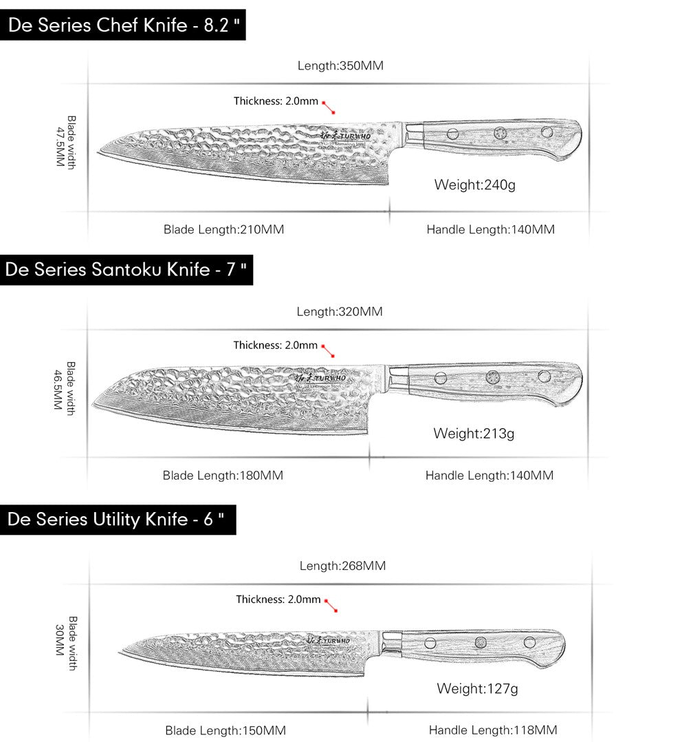 Japanese 67 Layer High Grade VG-10 Super Damascus Steel Knives, Sharp, Teak Handle Professional Hammered Kitchen Knife Set with Knife
