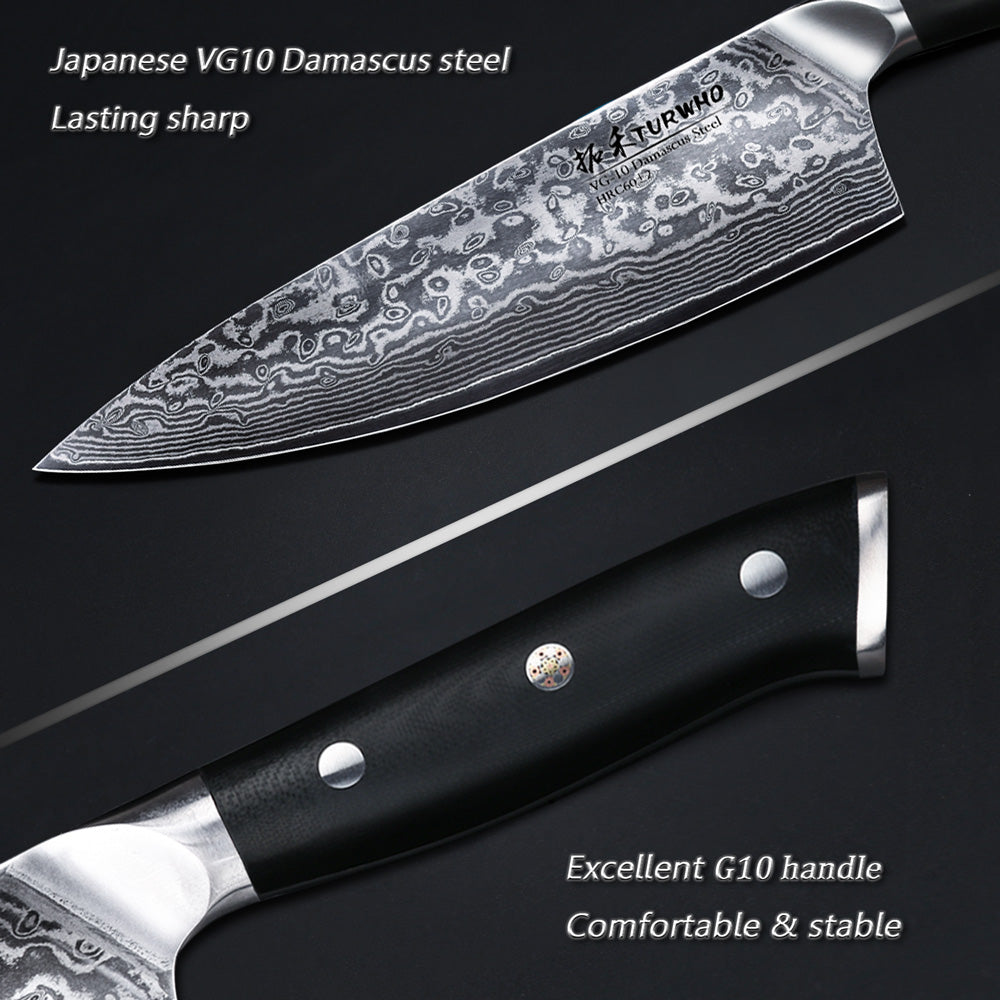 Super VG10 Stainless Steel, Razor Sharp and Superb Edge Retention, Stain and Corrosion Resistant Kitchen Knives