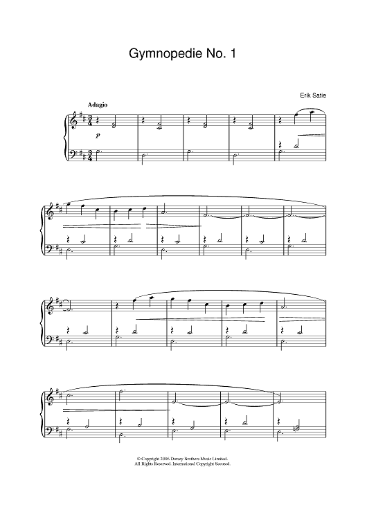 "gymnopedie no. 1" sheet music by erik satie