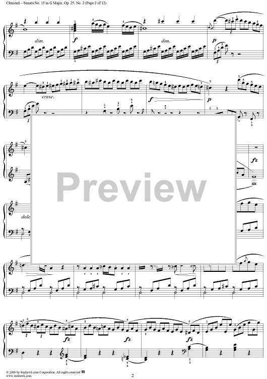 Buy Sonata No 15 In G Major Op 25 No 2 Sheet Music For Piano Solo