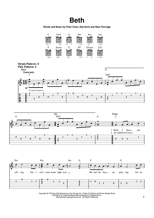 beth-sheet-music-by-kiss-for-easy-guitar-tab-sheet-music-now
