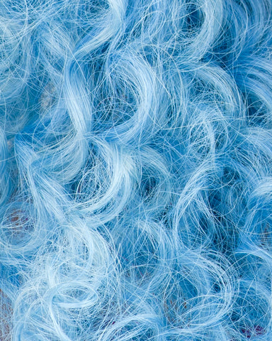 Pastel blue Curley swatch Temper hair Nyané Nyane Lebajoa sky blue azure light ocean wave 