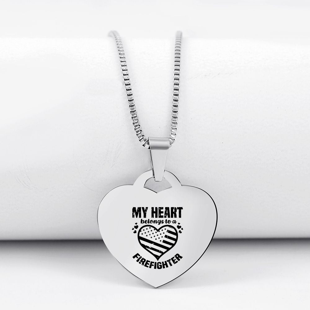 firefighter heart necklace