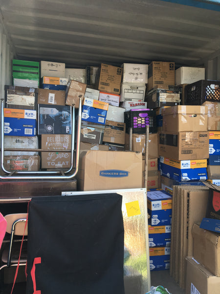 truck full of packed donations.