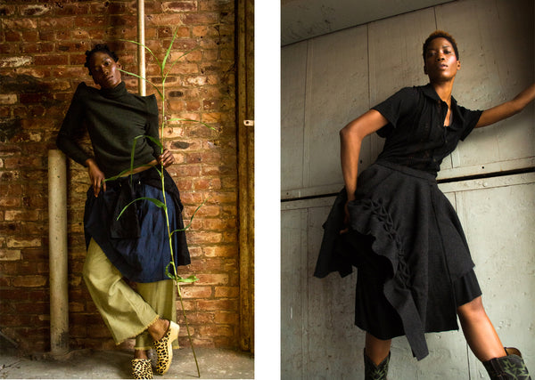 diptych of models posing.