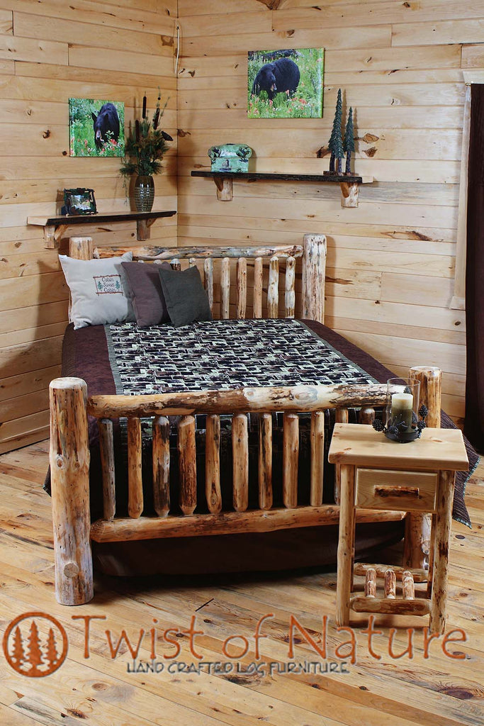 Small Spindle Double Log Sided Bed (Not Kit Form, Ships Freight)