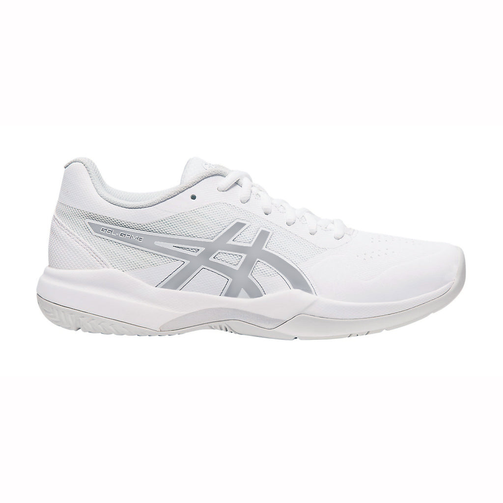 Asics Gel Game 7 Men's Shoe (White/Silver) | RacquetGuys.com