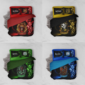 Harry Potter Hogwarts House Gryffindor Slytherin Ravenclaw Hufflepuff Bed Set