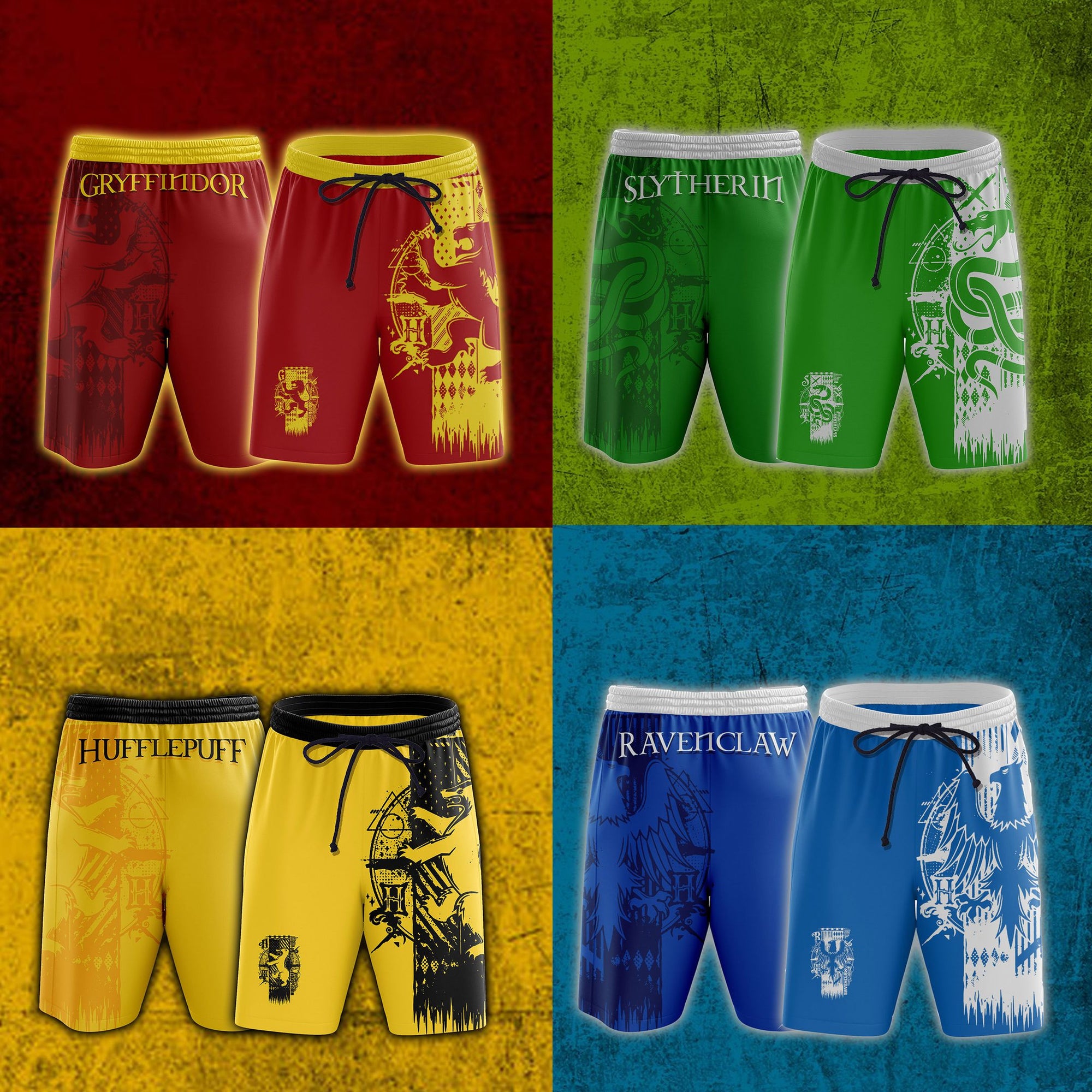 Quidditch Harry Potter Hogwarts House Gryffindor Slytherin Ravenclaw Hufflepuff Unisex 3D Beach Shorts