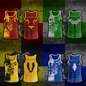 Quidditch Harry Potter Hogwarts House Gryffindor Slytherin Ravenclaw Hufflepuff Unisex 3D Tank Top