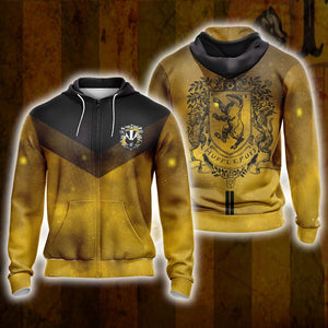 Harry Potter Hogwarts House Hufflepuff Unisex 3D Zip Hoodie