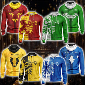 Harry Potter Hogwarts House Gryffindor Slytherin Ravenclaw Hufflepuff T-shirt Zip Hoodie Pullover Hoodie