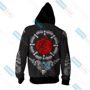 RWBY House Rose Honor Loyalty Sacrifice Zip Up Hoodie