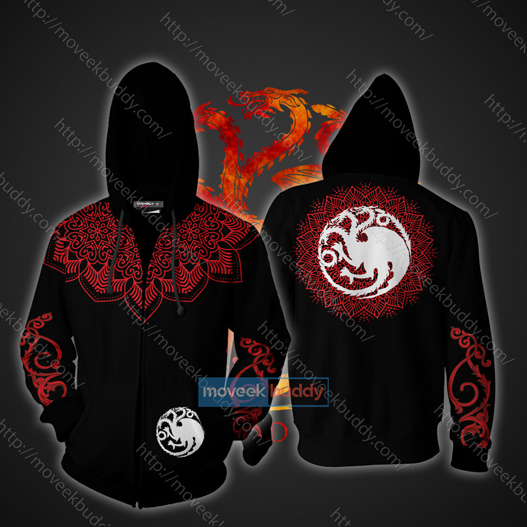 House Targaryen Game Of Thrones New Zip Up Hoodie