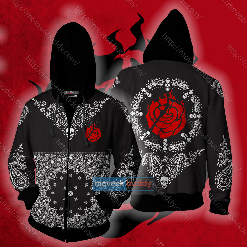 RWBY House Rose Honor Loyalty Sacrifice Zip Up Hoodie