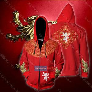 House Lannister Game Of Thrones New Zip Up Hoodie