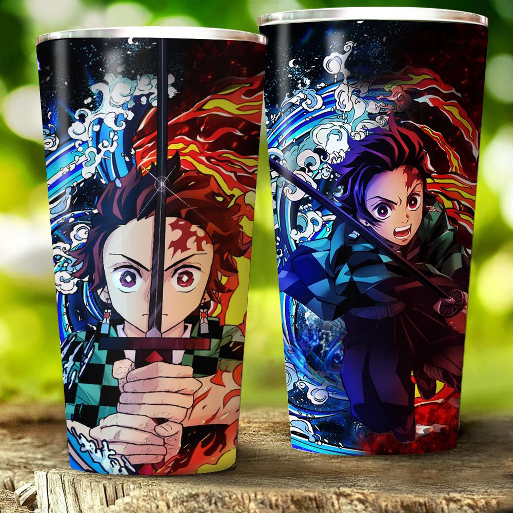 Tanjiro Sun and Water Breathing Techniques Demon Slayer Tumbler