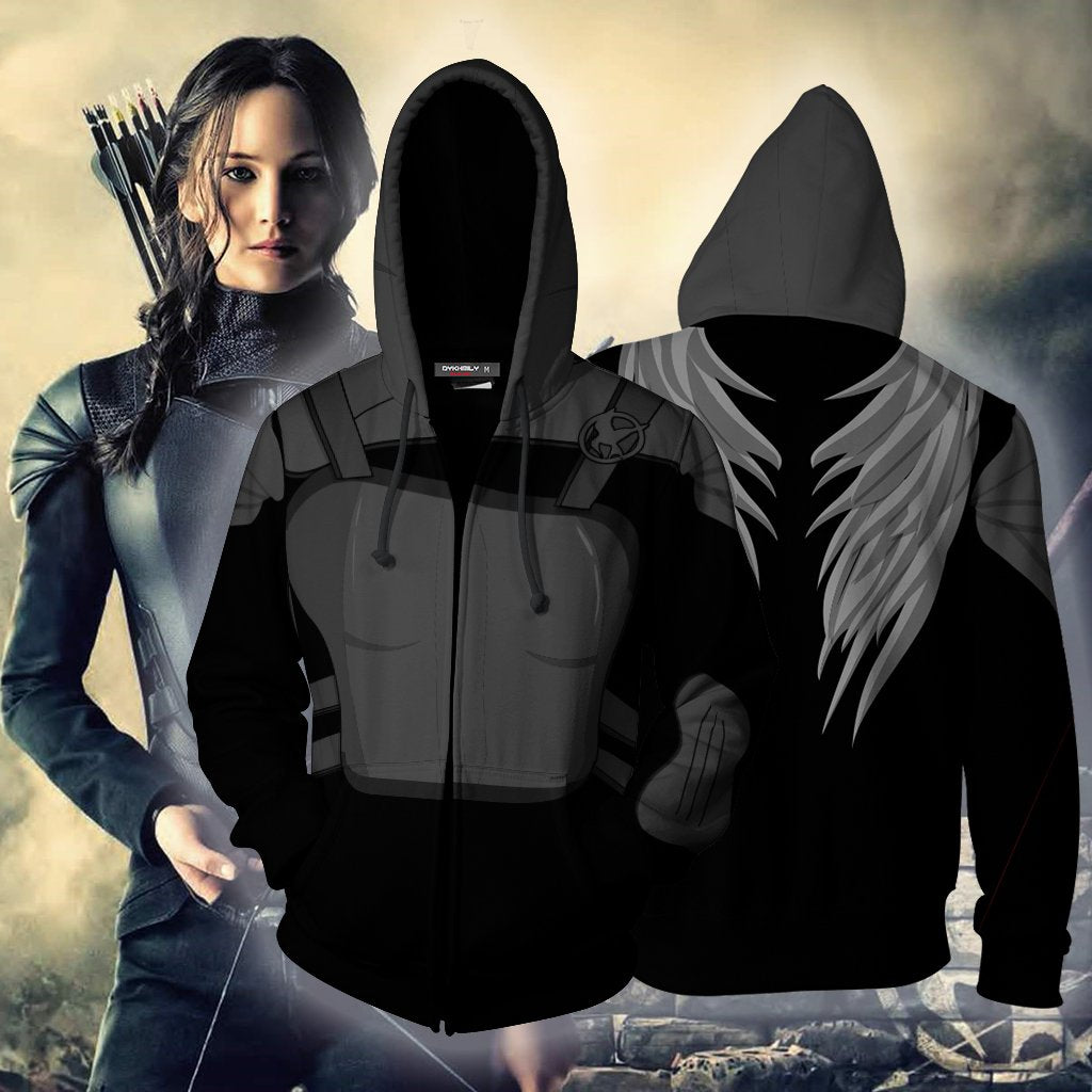 The Hunger Games: Mockingjay Katniss Everdeen (Black) Cosplay Zip Up Hoodie Jacket