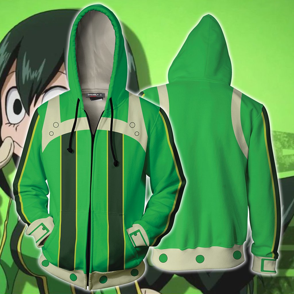 Boku No Hero Academia Tsuyu Asui Cosplay Zip Up Hoodie Jacket