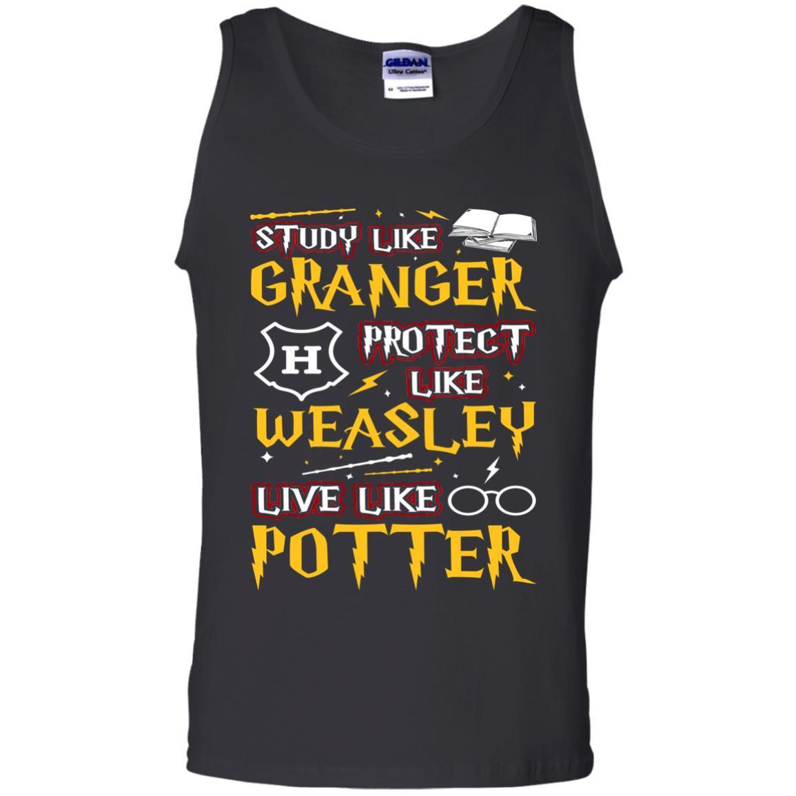 Study Like Granger Protect Like Weasley Live Like Potter Harry Potter Fan T-shirtG220 Gildan 100% Cotton Tank Top