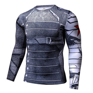 Captain America: The Winter Soldier Bucky Barnes Cosplay Long Sleeve Compression T-shirt