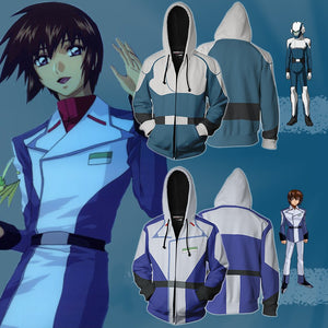 Mobile Suit Gundam Kira Yamato Cosplay Zip Up Hoodie Jacket