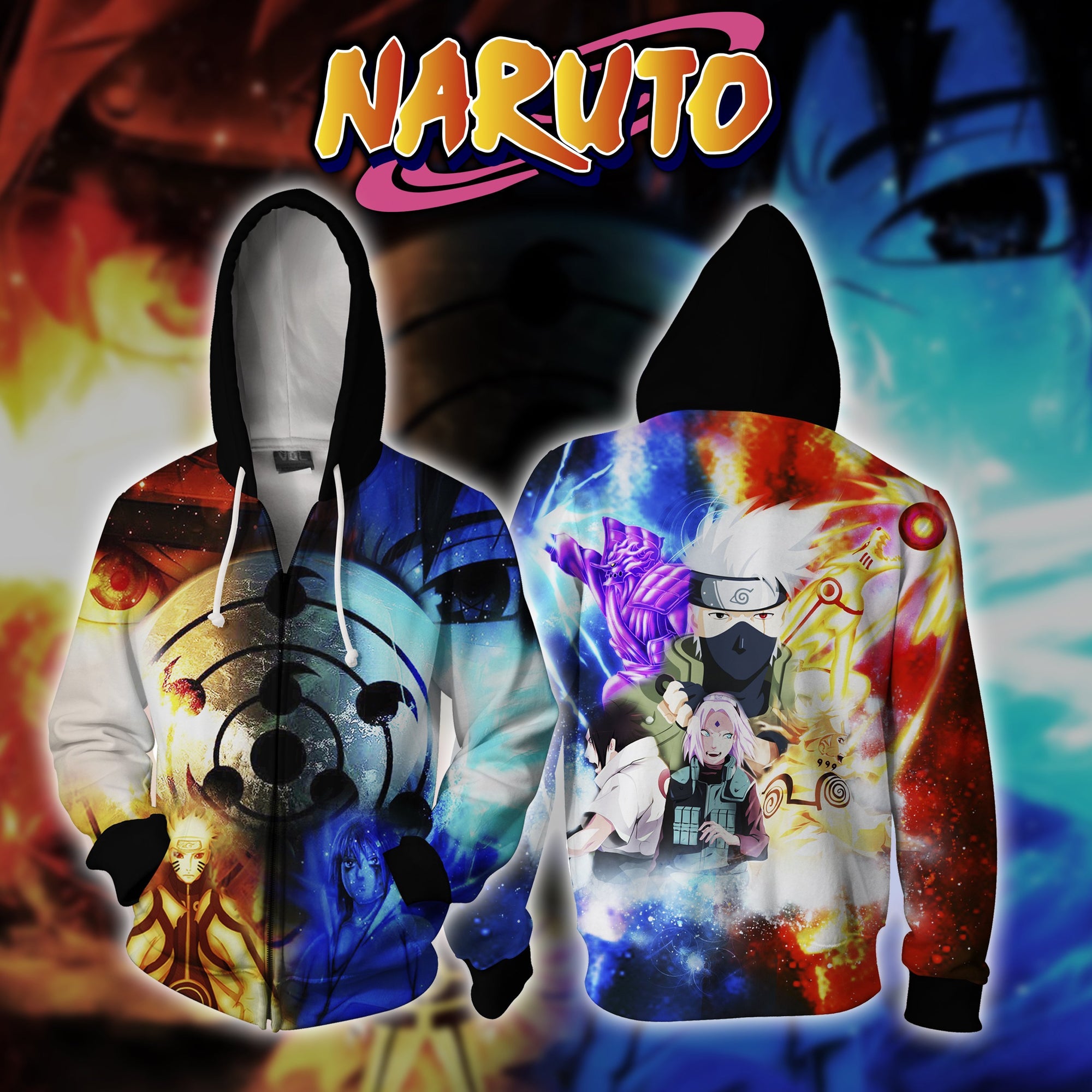 Naruto and Sasuke Zip Up Hoodie