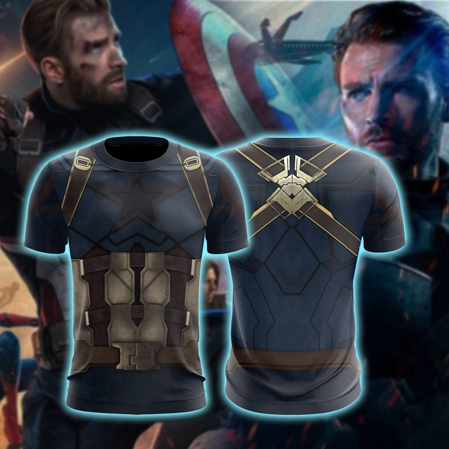 Captain America Cosplay Unisex 3D T-shirt