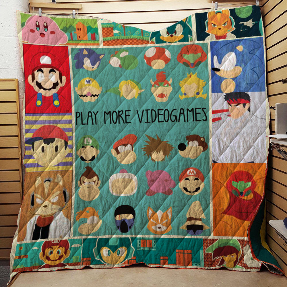 Play More Video Games Nintendo Games 3D Quilt Blanket