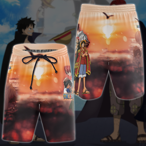 One Piece Luffy x Shanks Anime Manga 3D All Over Print T-shirt Tank Top Zip Hoodie Pullover Hoodie Hawaiian Shirt Beach Shorts Jogger