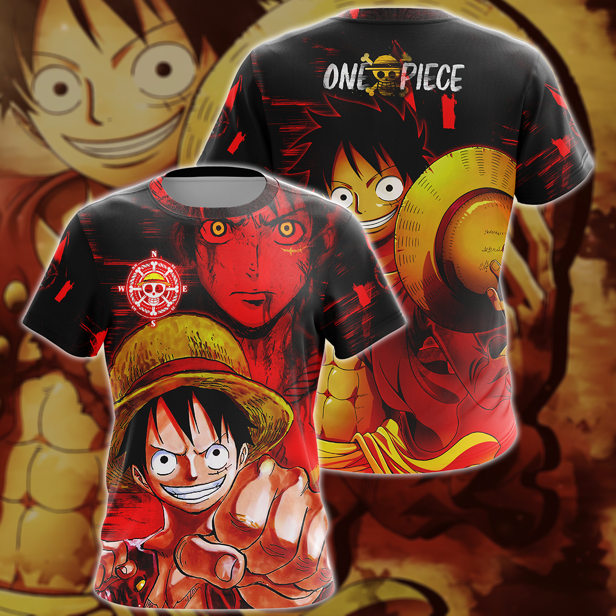 One Piece Monkey D. Luffy 3D All Over Print T-shirt Tank Top Zip Hoodie Pullover Hoodie Hawaiian Shirt Beach Shorts Jogger