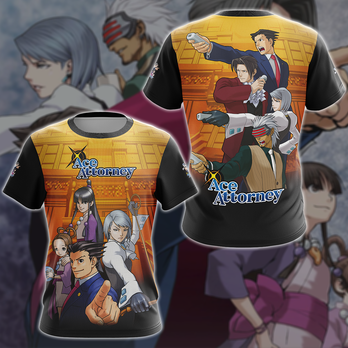 Ace Attorney Anime Manga 3D All Over Printed T-shirt Tank Top Zip Hoodie Pullover Hoodie Hawaiian Shirt Beach Shorts Jogger