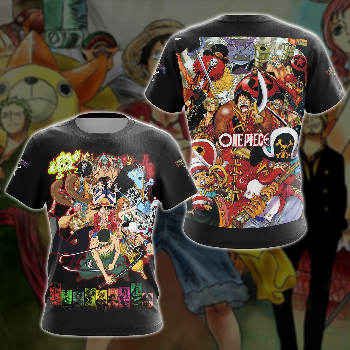 One Piece Straw Hat Pirates Anime Manga 3D All Over Print T-shirt Tank Top Zip Hoodie Pullover Hoodie Hawaiian Shirt Beach Shorts Jogger