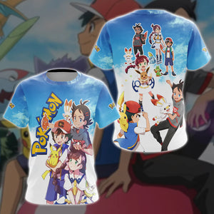 Pokemon Ash Ketchum Anime Manga 3D All Over Print T-shirt Tank Top Zip Hoodie Pullover Hoodie Hawaiian Shirt Beach Shorts Jogger