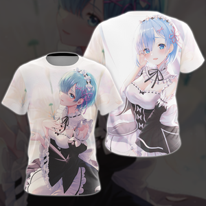 Rem Re:Zero All Over Print T-shirt Tank Top Zip Hoodie Pullover Hoodie