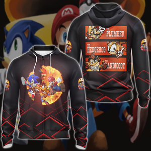 Mario Sonic Crash The Plumber The Hedgehog And The Bandicoot Video Game 3D All Over Printed T-shirt Tank Top Zip Hoodie Pullover Hoodie Hawaiian Shirt Beach Shorts Jogger