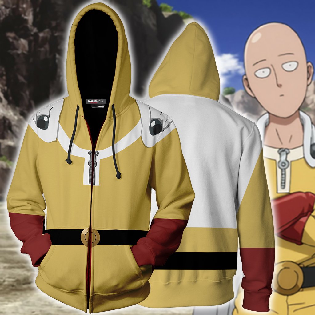 One Punch Man Saitama Cosplay Zip Up Hoodie Jacket