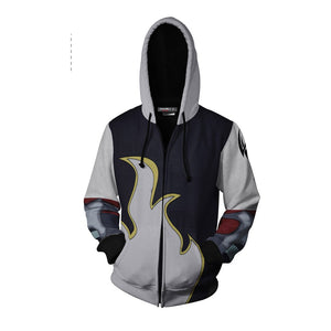 Tekken Jin Kazama White Flame Cosplay Zip Up Hoodie Jacket