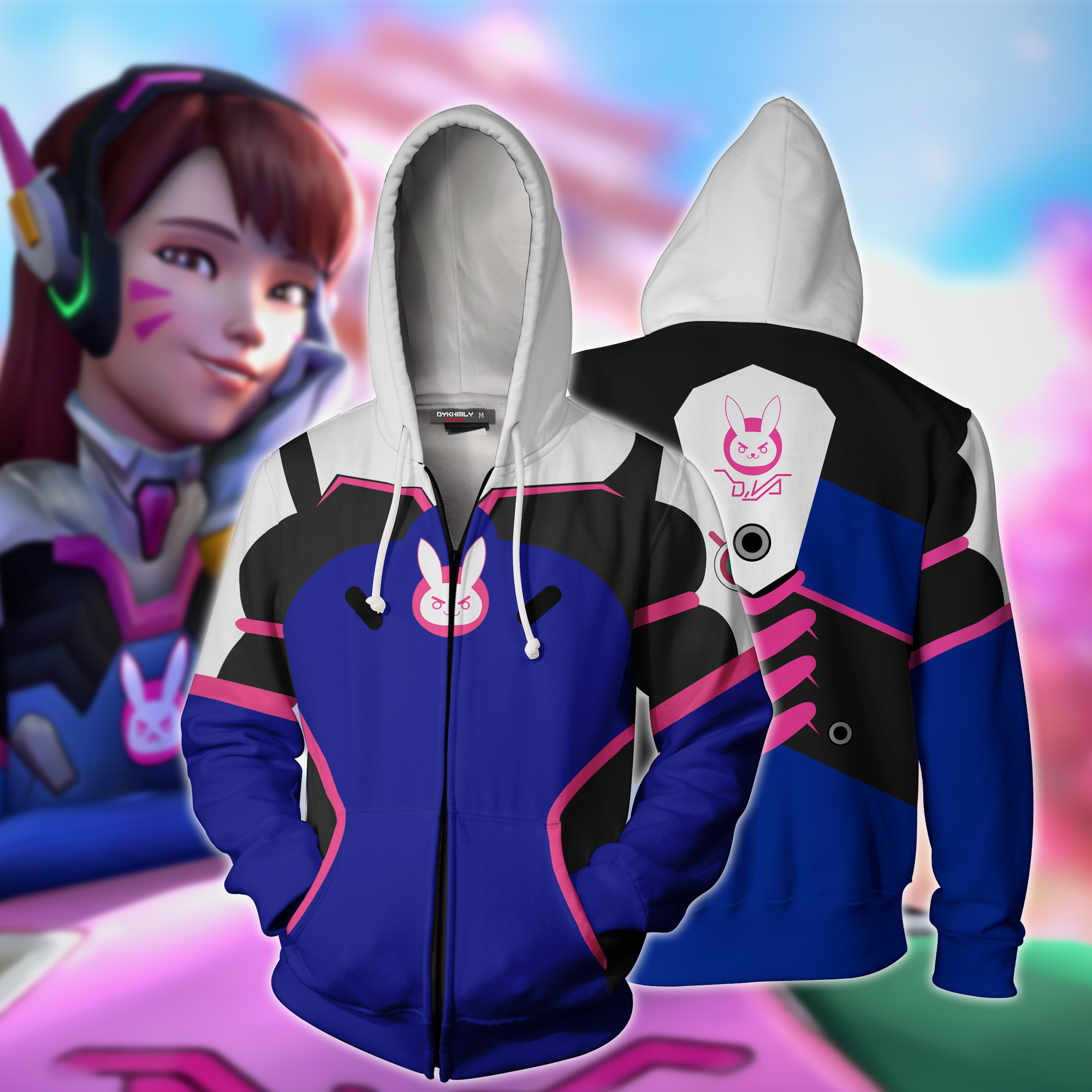 Overwatch D.Va Cosplay Zip Up Hoodie Jacket