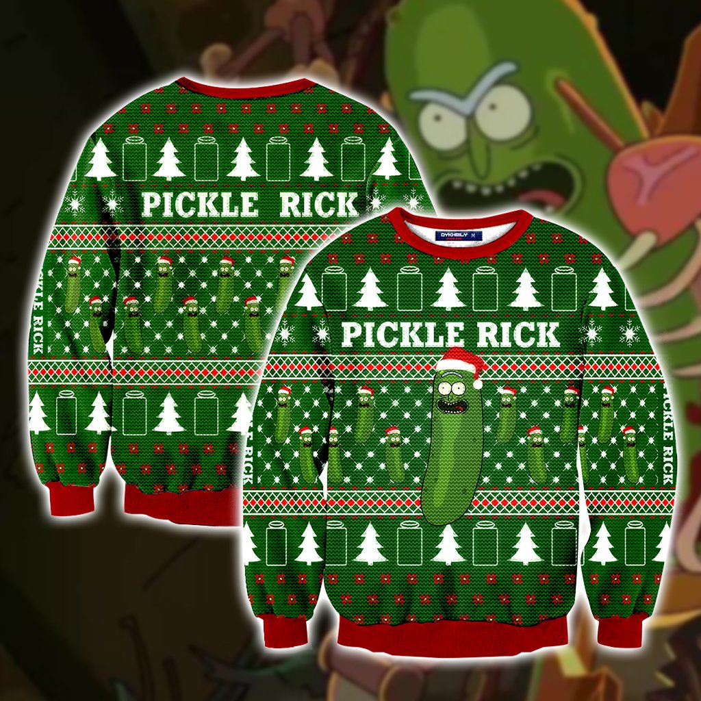 Rick And Morty Pickle Rick Ugly Christmas 3D Sweater